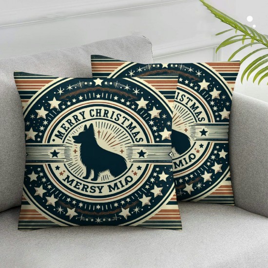 Ulloord Retro Merry Christmas Holiday Romantic Hidden Zipper Home Sofa Decorative Throw Pillow Cover Cushion Case Square Design Pillowcase