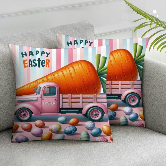 Ulloord Throw Pillow Covers , Hello Peeps Bunny Spring Farmhouse Holiday Colorful Cushion Case for Home Sofa Couch Decoration