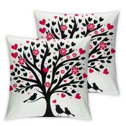 Ulloord  Emotion Valentines Day Throw Pillow Covers  Red Love Heart Home Decorations Cushion Case for Sofa Couch Polyester Linen