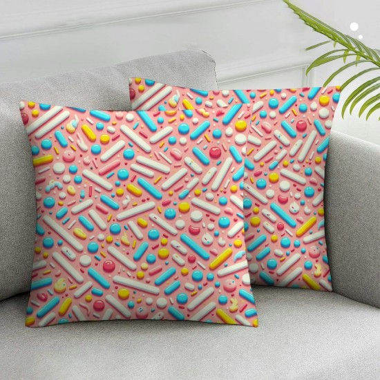 Pillow Cover Pink Colorful Dotted d Pattern Rice Random Decorative Linen Throw Pillow Case for Sofa Car Bedding Decoration