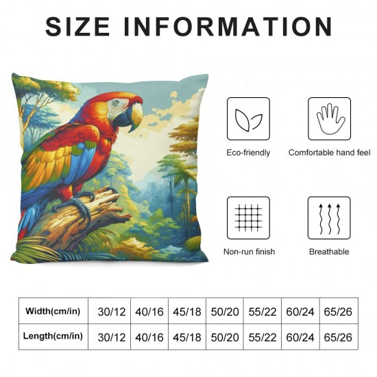 Ulloord Pillow Cover Green Red Cute Scarlet Macaw Ara Macao Animals Blue Costa Closeup Wild Decorative Linen Throw Pillow Case for Sofa Car Bedding Decoration