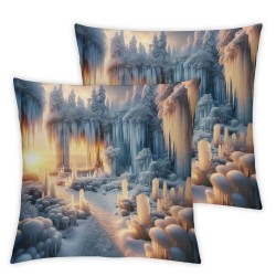 Ulloord Icicles Throw Pillow Covers, Decorative Pillow Covers Digital Printing Blended Fabric for Couch Sofa Bed Invisible Zipper