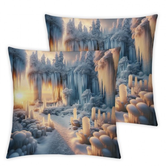 Ulloord Icicles Throw Pillow Covers, Decorative Pillow Covers Digital Printing Blended Fabric for Couch Sofa Bed Invisible Zipper