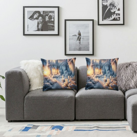 Ulloord Icicles Throw Pillow Covers, Decorative Pillow Covers Digital Printing Blended Fabric for Couch Sofa Bed Invisible Zipper
