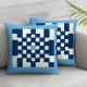 Ulloord  Blue White Abstract Throw Pillow Covers,Checkered Fabric Blue Plaid Art Decorative Pillow Covers Digital Printing Linen Blended for Couch Sofa Bed Invisible Zipper