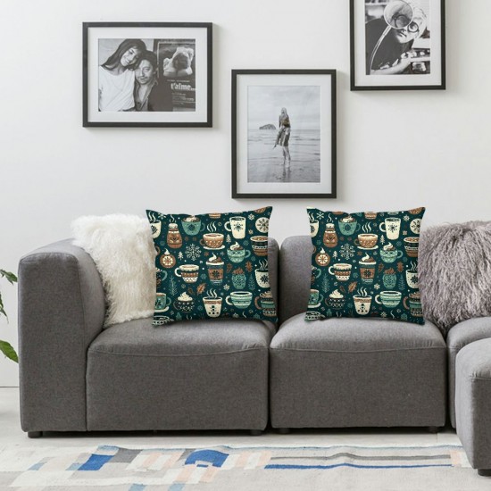 Ulloord Hot DrinkThrow Pillow Covers, Decorative Pillow Covers Digital Printing for Sofa Invisible Zipper