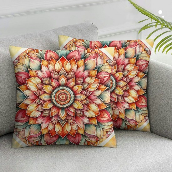 Ulloord Orange Sunflower Throw Pillow Covers, Abstract Decorative Pillow Covers Digital Printing Linen Blended for Couch Sofa Bed Invisible Zipper