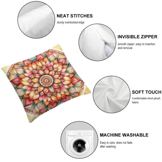 Ulloord Orange Sunflower Throw Pillow Covers, Abstract Decorative Pillow Covers Digital Printing Linen Blended for Couch Sofa Bed Invisible Zipper