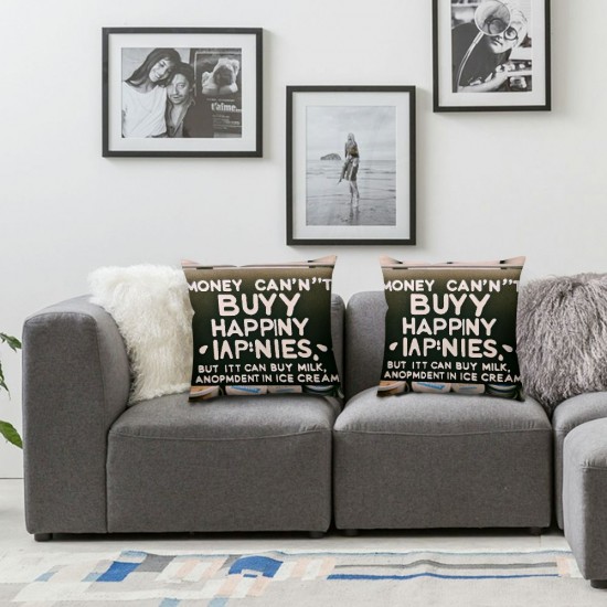 Ulloord Inspiring Words Quote Throw Pillow Covers &amp; Makes You Happy Saying Rustic Vintage Wood Design Pillowcase Home Sofa Car Cushion Cover