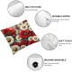 Ulloord Red Poppy Throw Pillow Covers Romantic Garden Flowers Red Poppies with White Daisies Insect Bee Design Pillow Cushion Cover Decor Outdoor Sofa